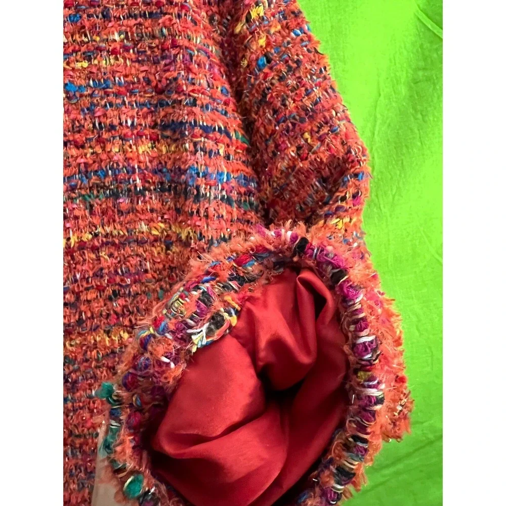 Keren Hart Vintage‎ Jacket Women's Size Large Colorful Art Yarn Glitter